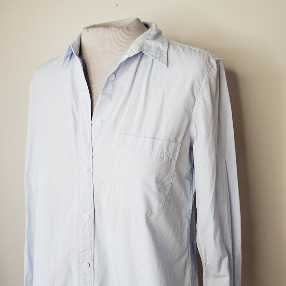 ARITZIA TALULA Blue Boyfriend Pinstriped Shirt - Picture 2 of 8